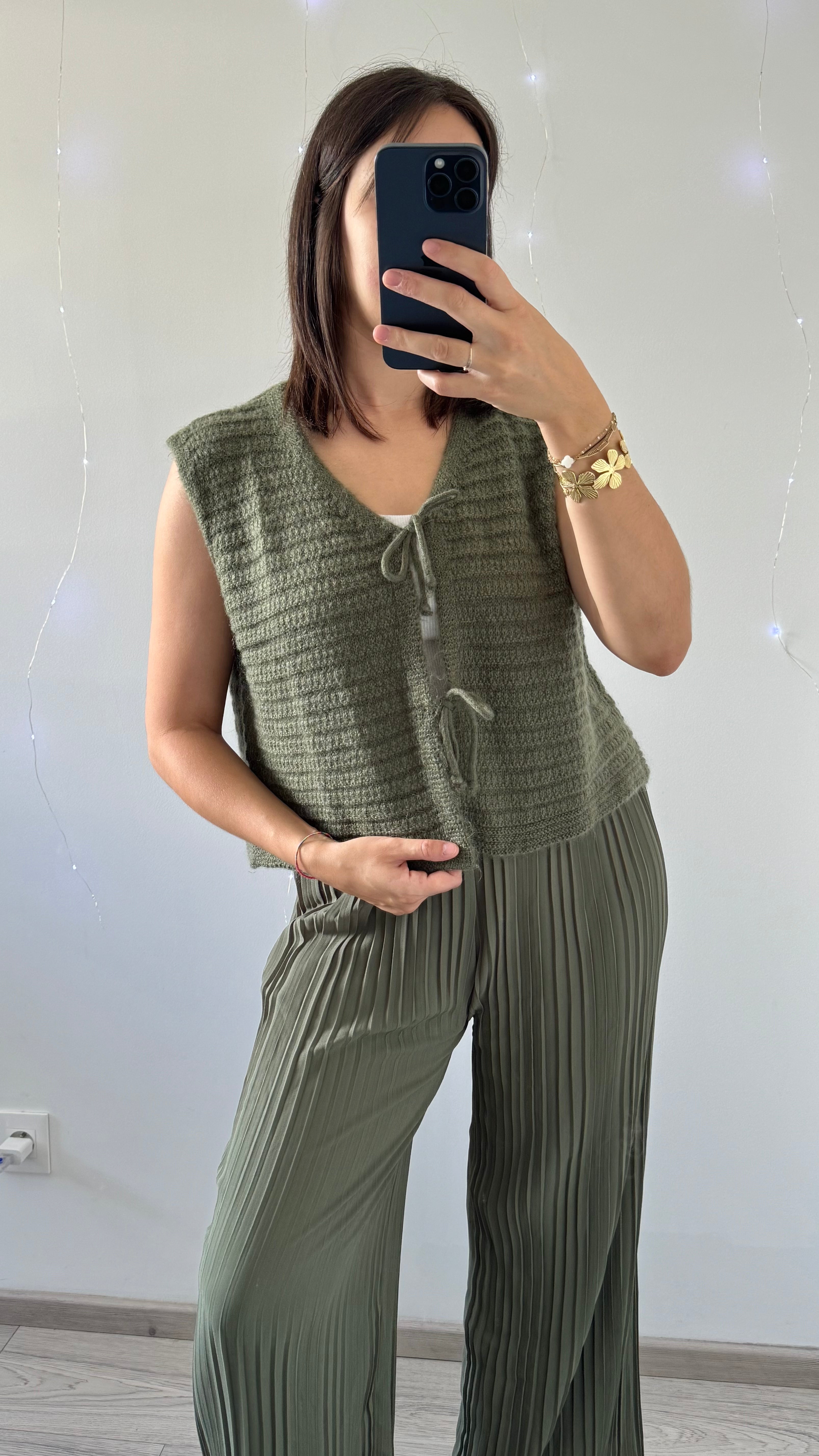 Pantalon plissé ROMANE Kaki