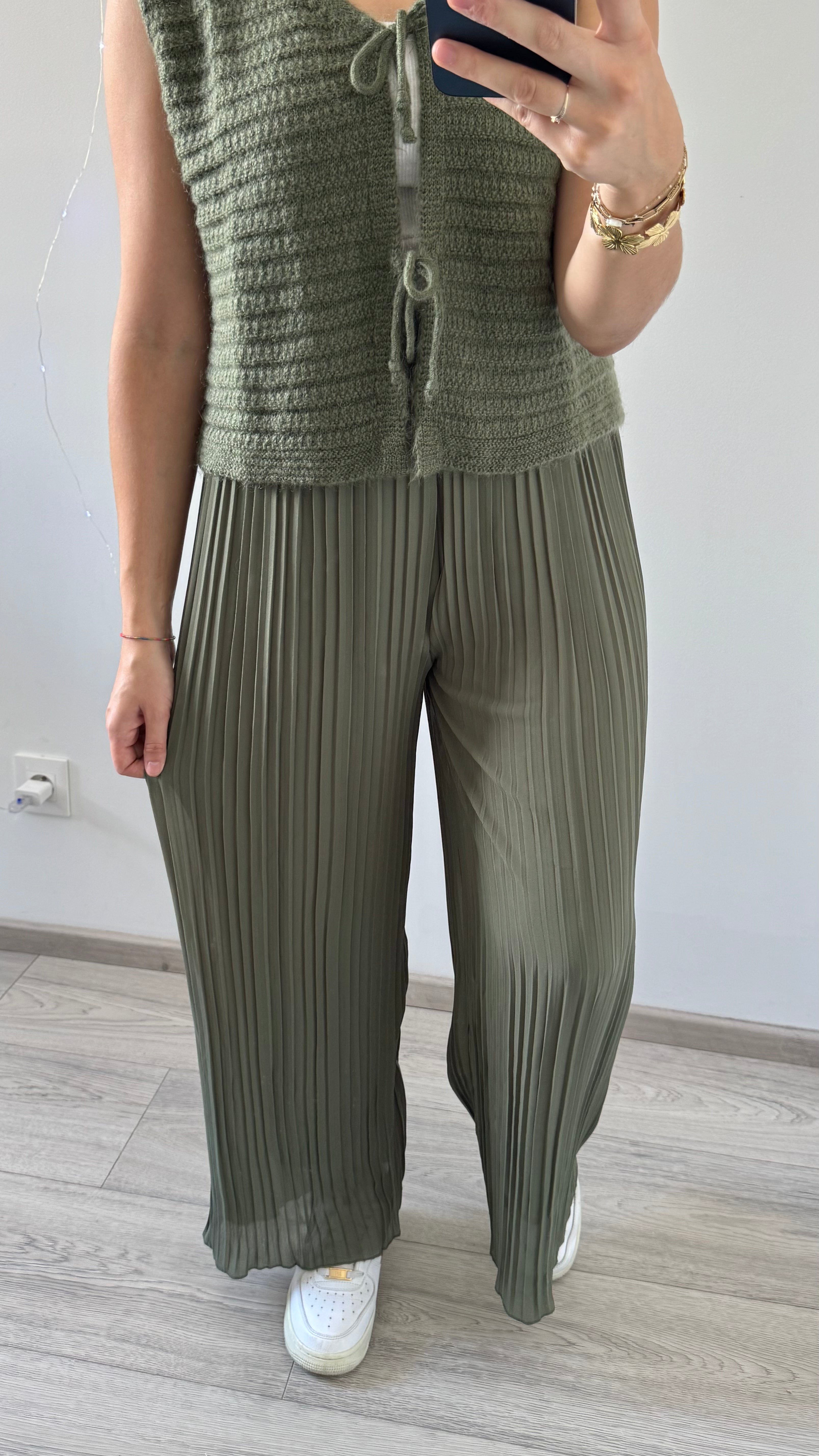 Pantalon plissé ROMANE Kaki