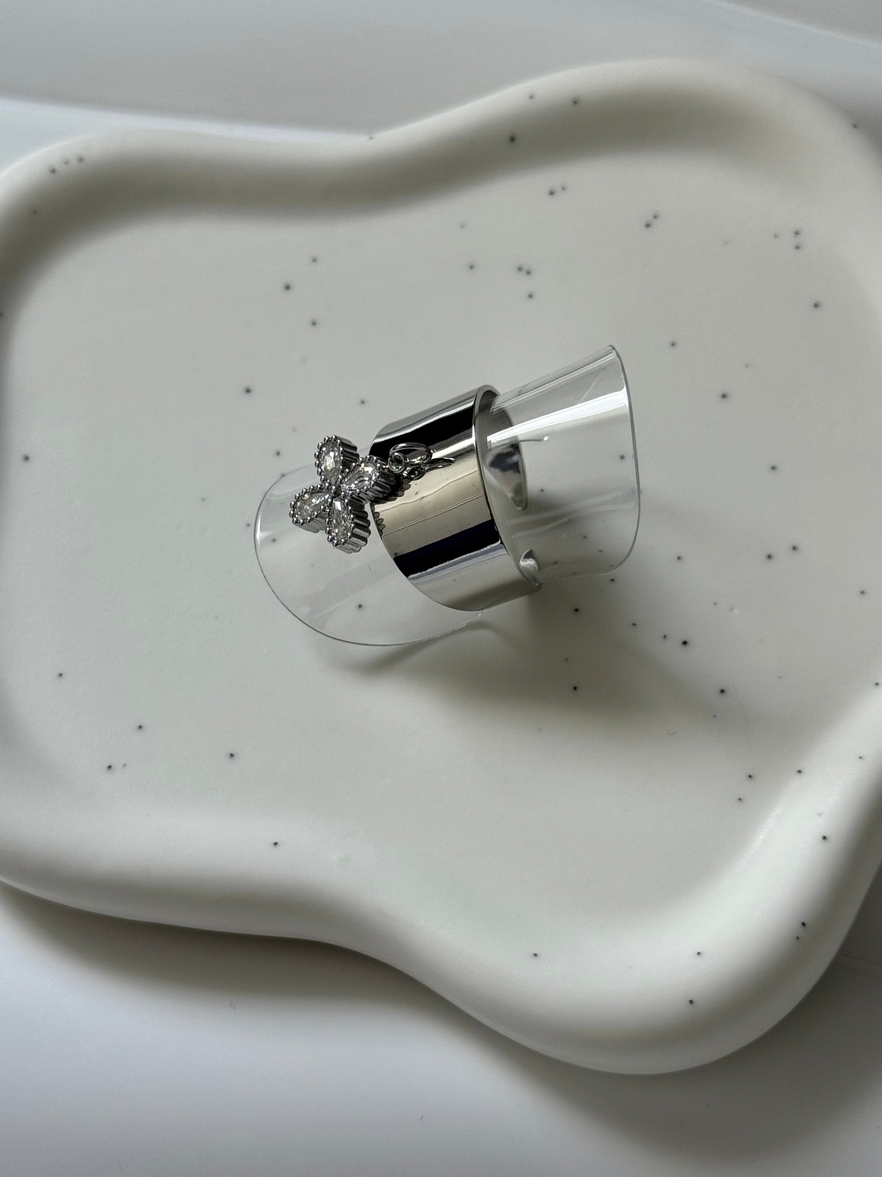 Bague Breloque Trèfle Argent