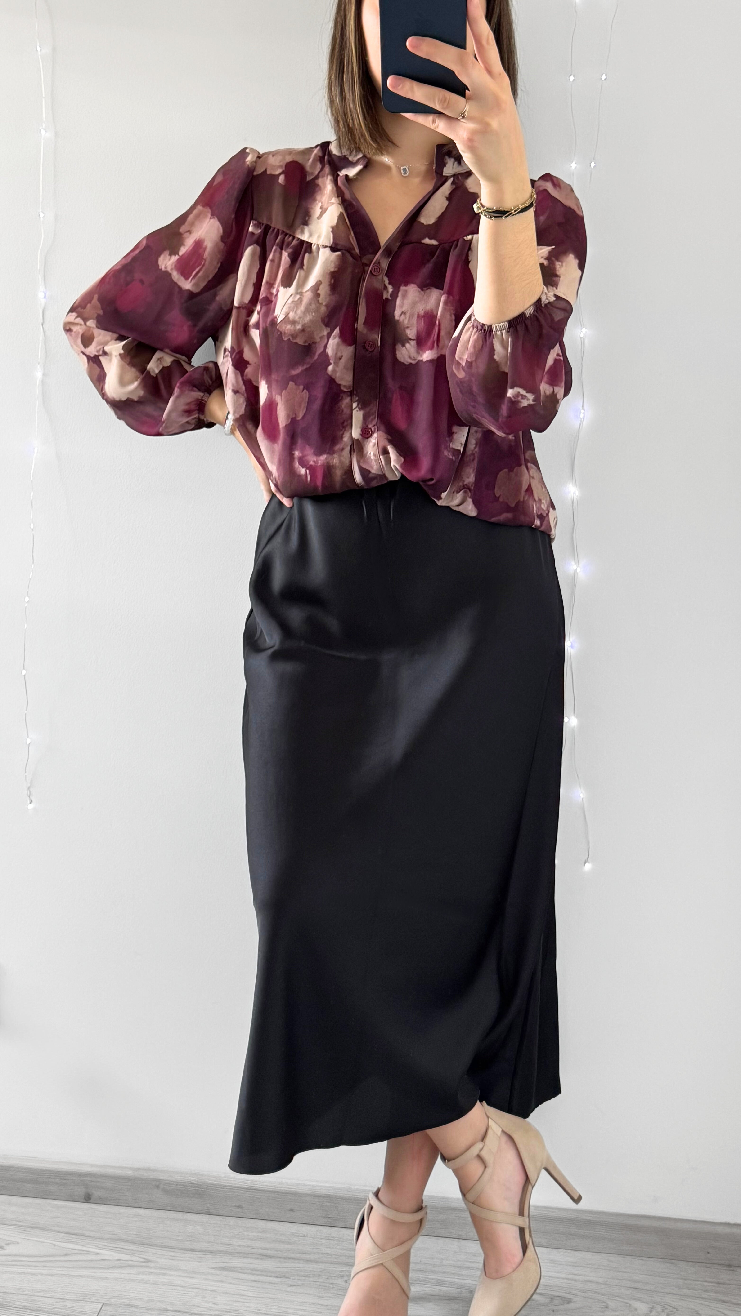 Jupe Longue Satiné LUNA Noir