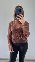 Top À Sequins EMMA Marron